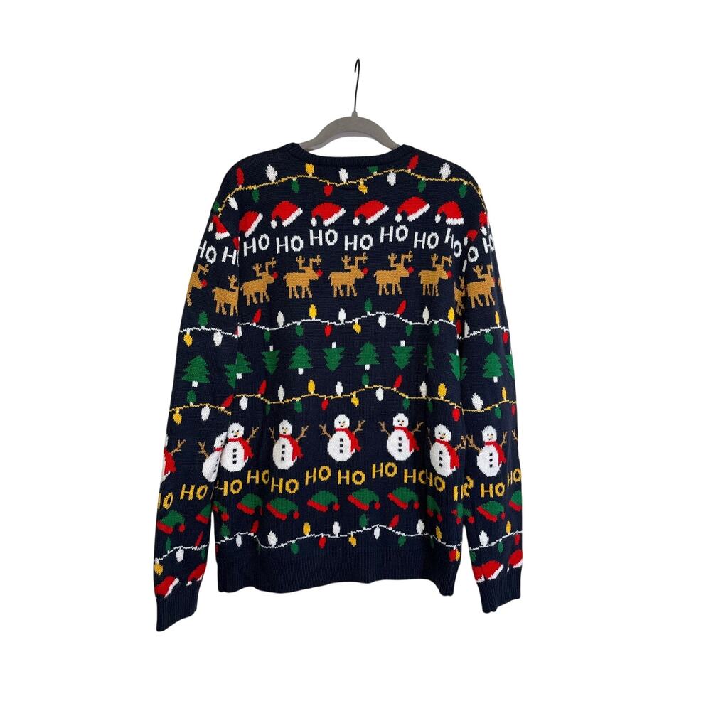 Daisys Boutique Xmas Sweater Womens L Navy Ugly Holiday Reindeer Snowman Holiday - Picture 7 of 7